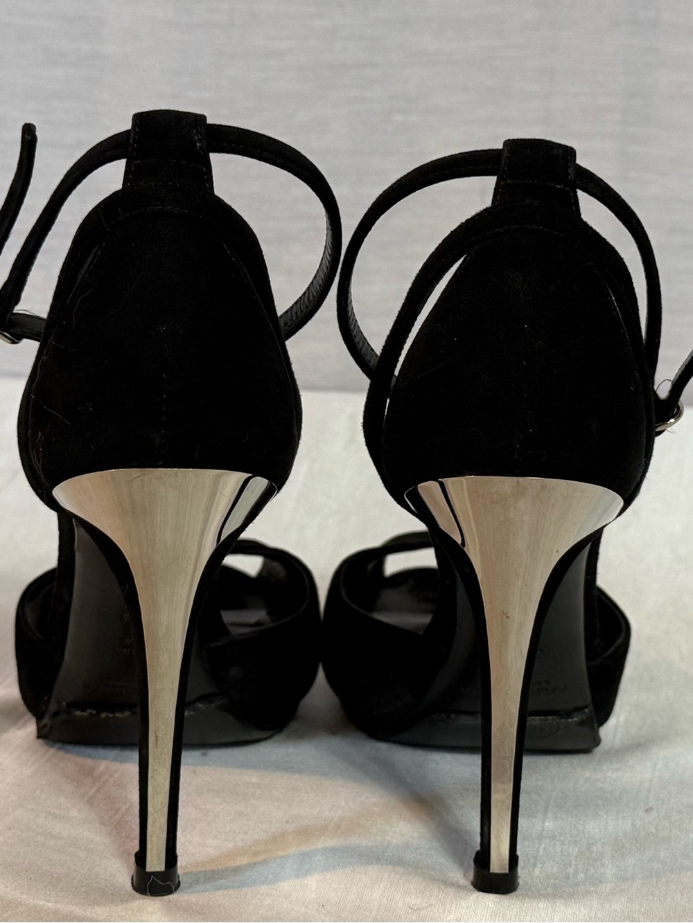 Ralph Lauren Purple Label Black Suede Ankle Strap Heels 37.5 - Picture 3 of 6